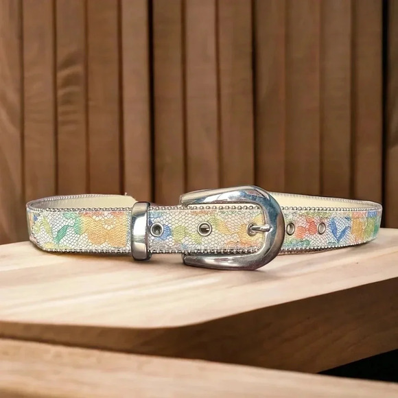 Vintage Women's Elite Fresno California Western Style Multi Color Leather Belt - Picture 1 of 5